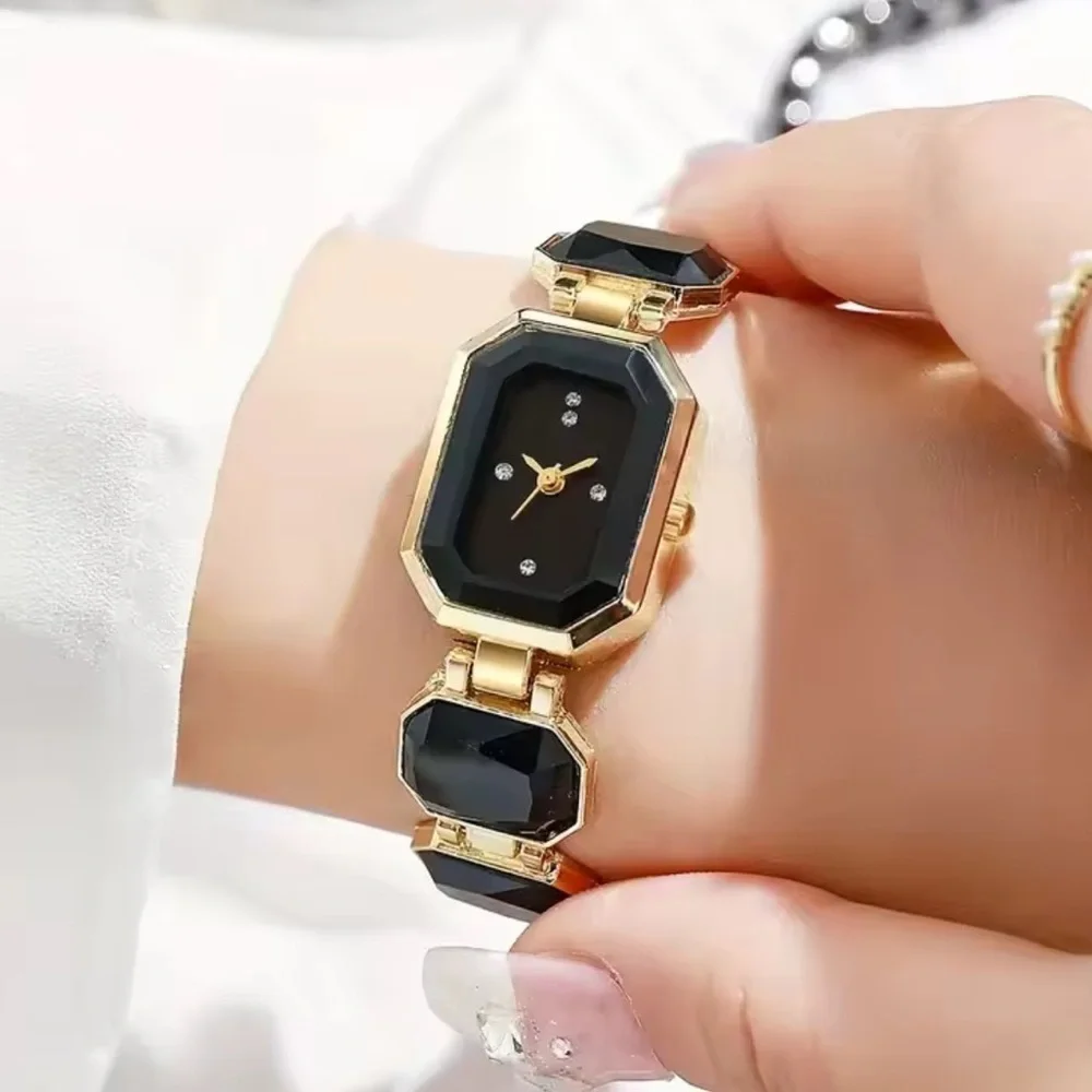 Noir Elegance Crystal Bracelet Watch